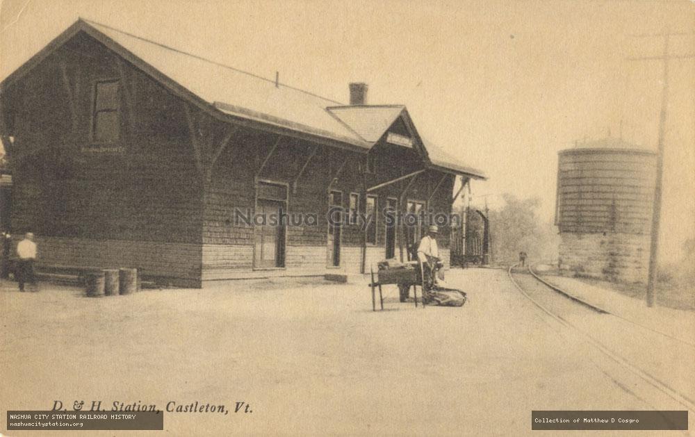 Postcard: Delaware & Hudson Station, Castleton, Vermont